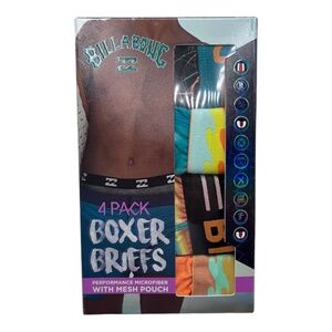 Billabong Performance Mesh Microfiber Boxer Briefs 4 Pack Size Large